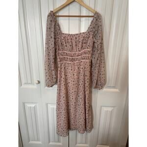 Way Pink FLoral Midi Dress Size Medium